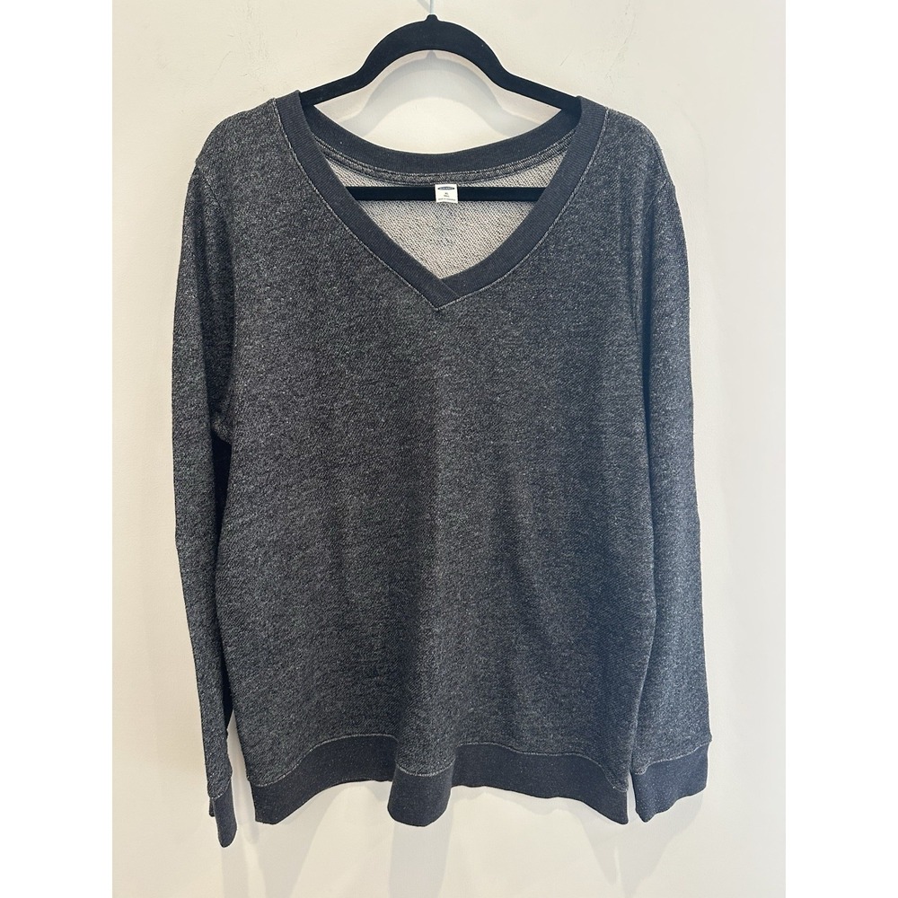 Old Navy Unisex Black Gray Pullover V Neck Lightweight Sweatshirt XLT Tall